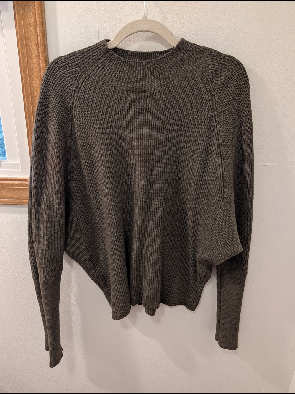 Milano Women's Ribbed Mockneck Sweater in Olive Green